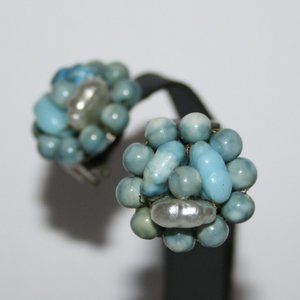 Vintage blue clip on earrings